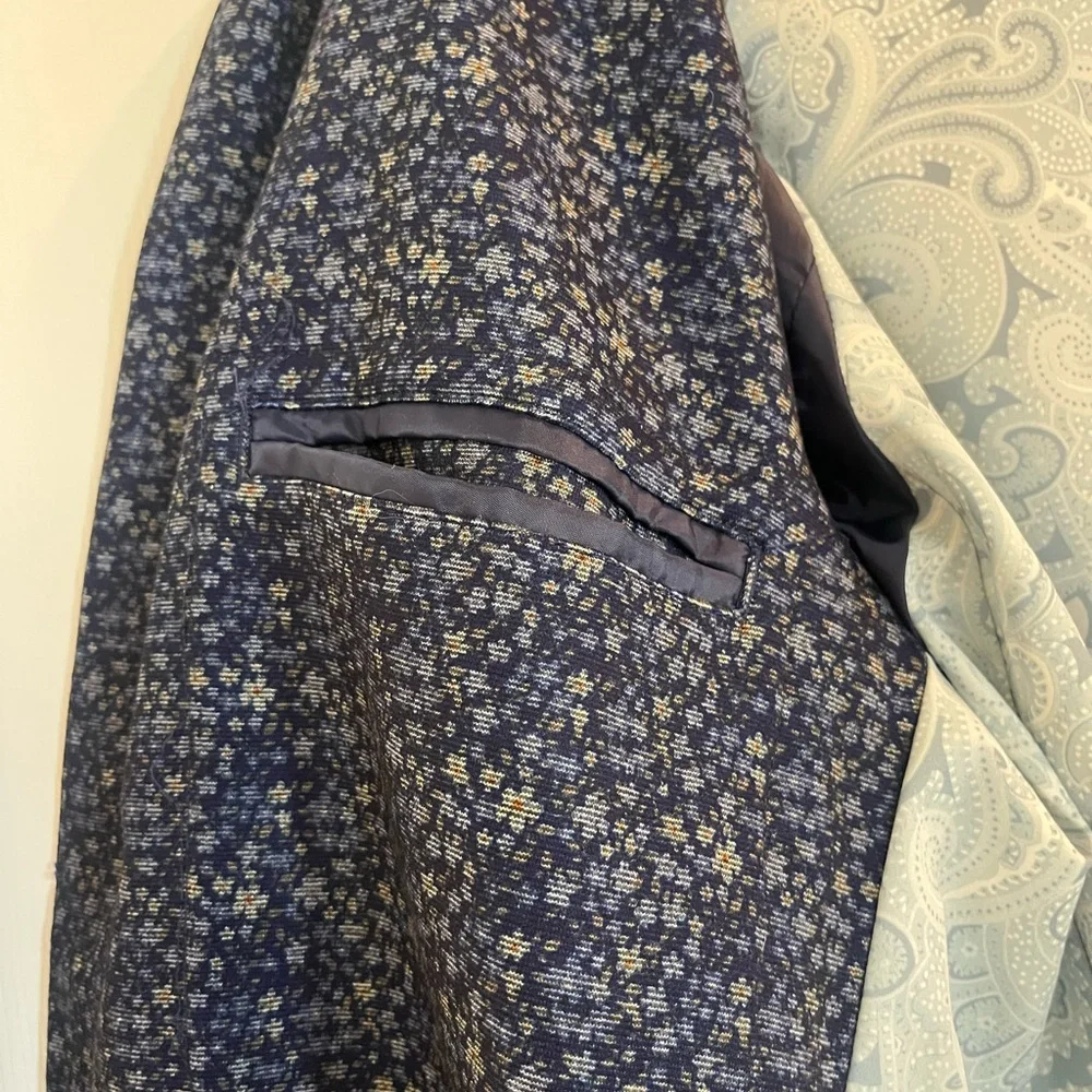 Tallia Blue Sport Coat Floral Paisley Blazer Jacket Blend Modern Mens Sz S